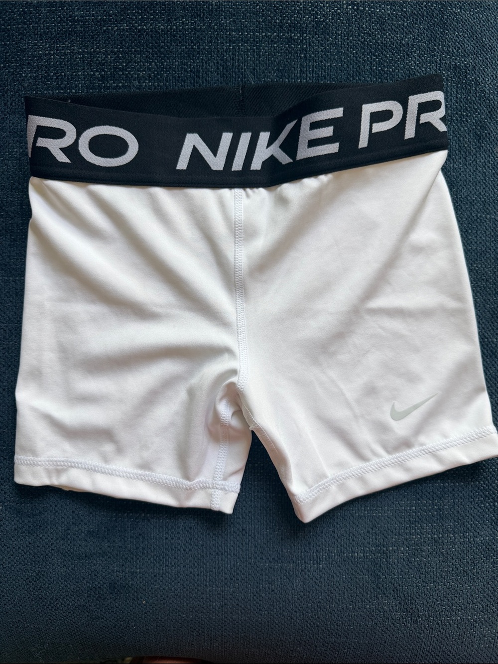 Nike White Compression Shorts with Black Branded Waistband